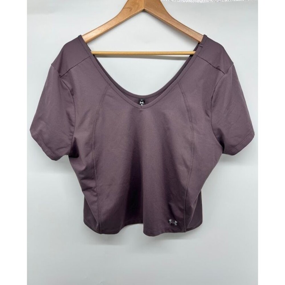 Women's Plus Size 2X Under Armour Gray Cropped Performance Top Short Sleeve